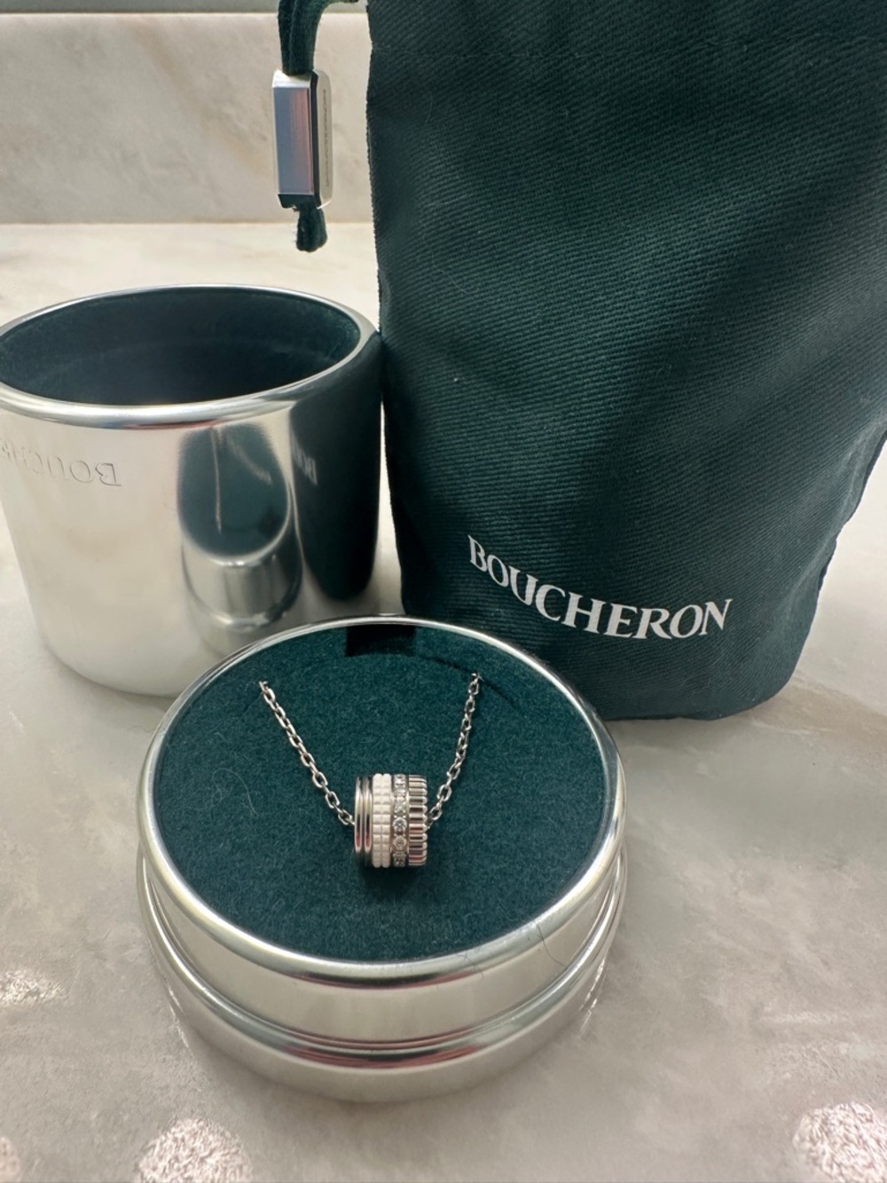 Boucheron Quatre 18K White Gold, HyCeram Diamond Large Pendant Necklace - Picture 11 of 16